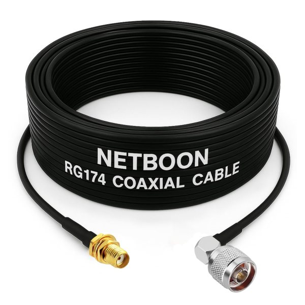 RG174 RF Coaxial Cable with SMA Female to N Male Right Angle Connector Compact Routing Cable for RF, IoT & Antenna Systems