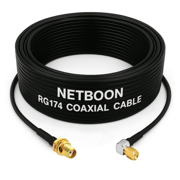 RG174 RF Coaxial Cable with SMA Female to SMA Male Right Angle Connector | Compact Flexible Cable for RF, GPS & Wireless Devices