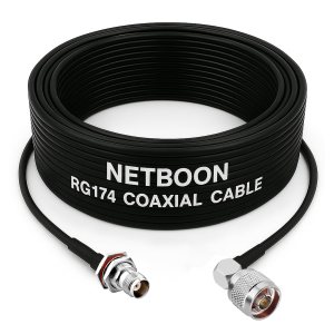 RG174 RF Coaxial Cable with TNC Female Bulkhead to N Male Right Angle Connector Compact RF Link for Antenna, IoT & Test Equipment