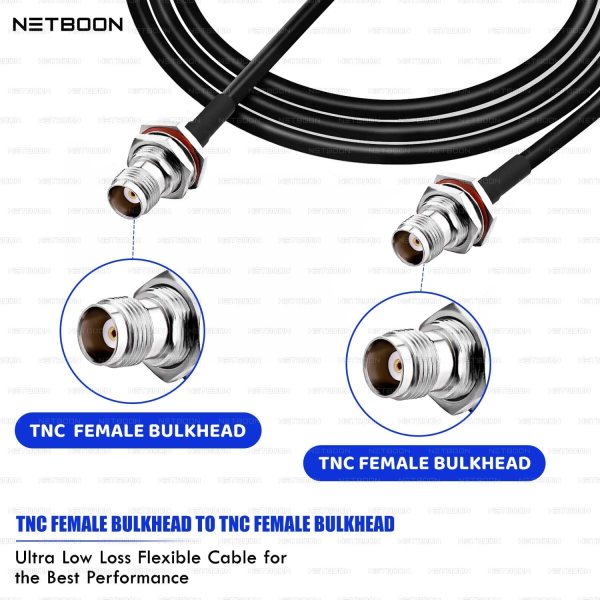 RG174 RF Coaxial Cable with TNC Female Bulkhead to TNC Female Bulkhead Connector | Compact Flexible Cable for RF, Antenna & Communication Systems