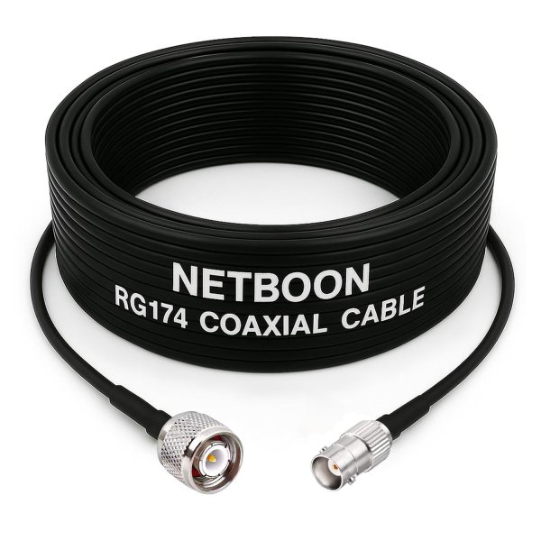 RG174 RF Coaxial Cable with TNC Male to BNC Female Connector 50 Ohm Low Loss Flexible Cable up to 3 GHz for RF, Wireless & Test Applications (1) RG174 RF Coaxial Cable with TNC Male to BNC Female Connector 50 Ohm Low Loss Flexible Cable up to 3 GHz for RF, Wireless & Test Applications