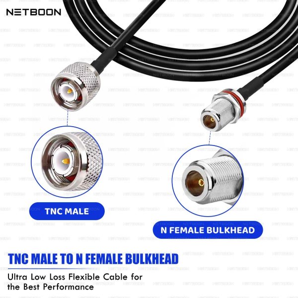 RG174 RF Coaxial Cable with TNC Male to N Female Bulkhead Connector Compact 50 Ohm Flexible Cable up to 3 GHz for RF Modules & Outdoor Antennas (2) RG174 RF Coaxial Cable with TNC Male to N Female Bulkhead Connector | Compact 50 Ohm Flexible Cable up to 3 GHz for RF Modules & Outdoor Antennas