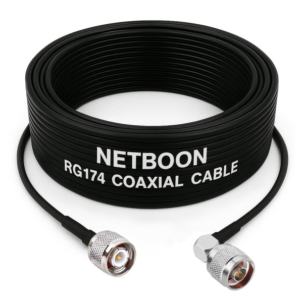 RG174 RF Coaxial Cable with TNC Male to N Male Right Angle Connector Compact Flexible RF Line for Lab, IoT & Antenna Integrations up to 3 GHz (1) RG174 RF Coaxial Cable with TNC Male to N Male Right Angle Connector Compact Flexible RF Line for Lab, IoT & Antenna Integrations up to 3 GHz