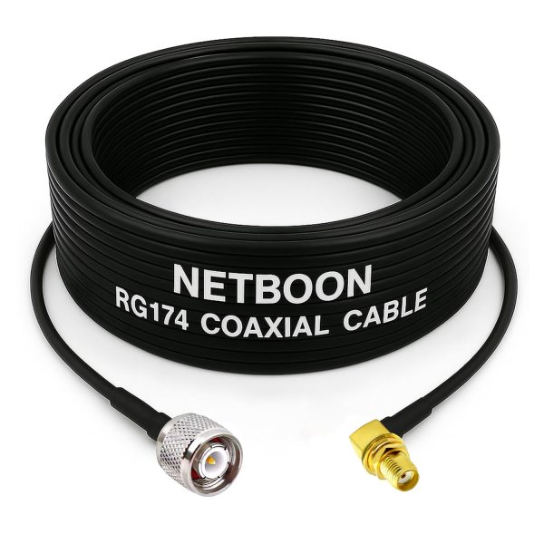 RG174 RF Coaxial Cable with TNC Male to SMA Female Right Angle Connector Compact 50 Ohm RF Cable up to 3 GHz for Antennas, Routers & Test Equipment (1) RG174 RF Coaxial Cable with TNC Male to SMA Female Right Angle Connector | Compact 50 Ohm RF Cable up to 3 GHz for Antennas, Routers & Test Equipment