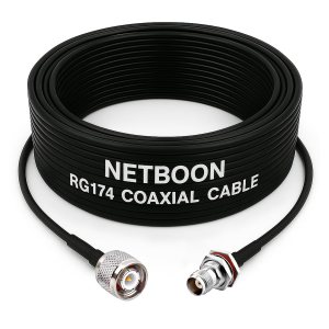 RG174 RF Coaxial Cable with TNC Male to TNC Female Bulkhead Connector Slim Flexible 50Ω Line for Panel Mount & RF Integration