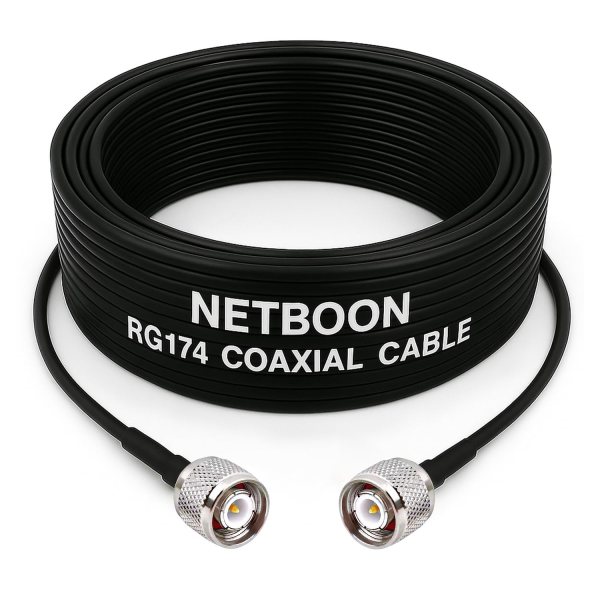 RG174 RF Coaxial Cable with TNC Male to TNC Male Connector Flexible 50 Ohm Cable up to 3 GHz for RF, WLAN & Communication Systems (1) RG174 RF Coaxial Cable with TNC Male to TNC Male Connector Flexible 50 Ohm Cable up to 3 GHz for RF, WLAN & Communication Systems