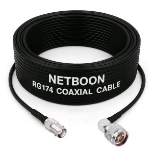 RG174 RF Low Loss Cable with BNC Female to N Male Right Angle Connector Compact Flexible Cable for RF, Antenna & Lab Equipment