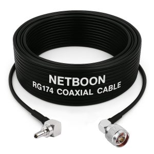 RG174 RF Low Loss Cable with CRC9 Right Angle to N Male Right Angle Connector Compact RF Patch Cord for Modems, Antennas & Communication Devices