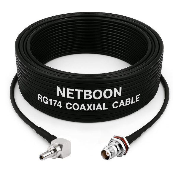 RG174 RF Low Loss Cable with CRC9 Right Angle to TNC Female Bulkhead Connector Compact RF Lead for Modems, Routers & Communication Devices (1) RG174 RF Low Loss Cable with CRC9 Right Angle to TNC Female Bulkhead Connector Compact RF Lead for Modems, Routers & Communication Devices