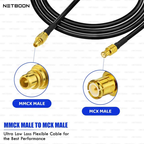 RG174 RF Low Loss Cable with MMCX Male to MCX Male Connector | Flexible Coax Cable for GPS, Antenna & RF Modules