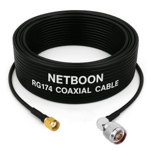 RG174 RF Low Loss Cable with RP-SMA Male to N Male Right Angle Connector Compact, Flexible Coax for Antenna & Wireless Systems