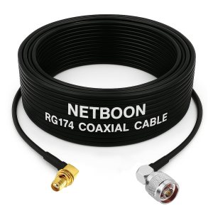 RG174 RF Low Loss Cable with SMA Female Right Angle to N Male Right Angle Connector Compact Routing Cable for RF, GPS & Communication Devices