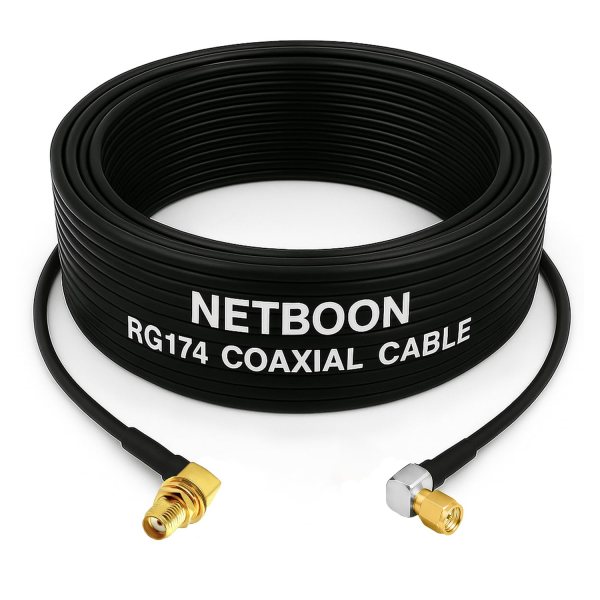 RG174 RF Low Loss Cable with SMA Female Right Angle to SMA Male Right Angle Connector Compact Flexible Cable for Precision RF Links
