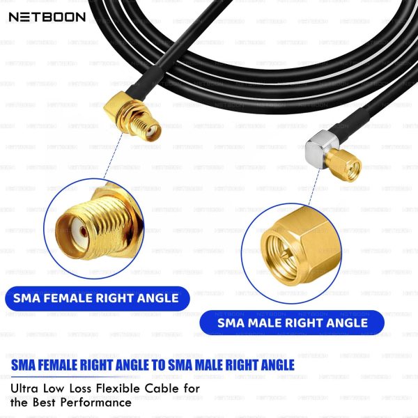 RG174 RF Low Loss Cable with SMA Female Right Angle to SMA Male Right Angle Connector | Compact Flexible Cable for Precision RF Links