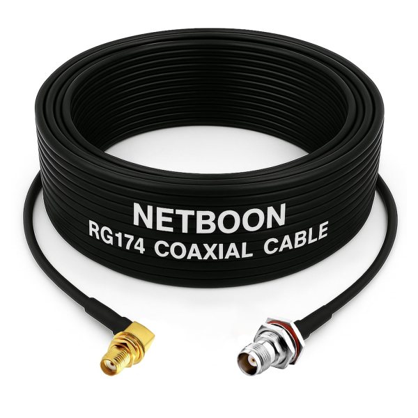 RG174 RF Low Loss Cable with SMA Female Right Angle to TNC Female Bulkhead Connector Compact RF Interface for Antenna & Wireless Systems (1) RG174 RF Low Loss Cable with SMA Female Right Angle to TNC Female Bulkhead Connector Compact RF Interface for Antenna & Wireless Systems