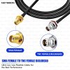 RG174 RF Low Loss Cable with SMA Female to TNC Female Bulkhead Connector Compact RF Interface for Antenna, GPS & Communication Systems (2) RG174 RF Low Loss Cable with SMA Female to TNC Female Bulkhead Connector Compact RF Interface for Antenna, GPS & Communication Systems