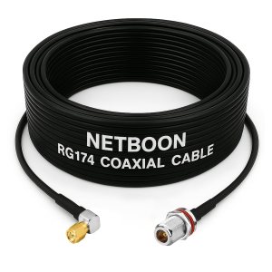 RG174 RF Low Loss Cable with SMA Male Right Angle to N Female Bulkhead Connector Compact RF Lead for Antenna, IoT & Communication Devices (1) RG174 RF Low Loss Cable with SMA Male Right Angle to N Female Bulkhead Connector Compact RF Lead for Antenna, IoT & Communication Devices