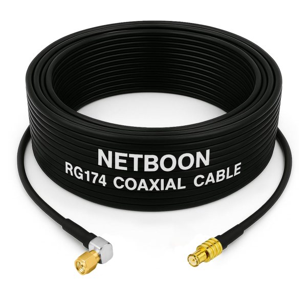 RG174 RF Low Loss Cable with SMA Male Right Angle to RP-SMA Male Connector Flexible Coax for Wi-Fi, RF Modules & Antenna Systems