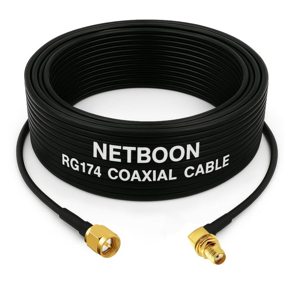RG174 RF Low Loss Cable with SMA Male to SMA Female Right Angle Connector Flexible Coax Lead for Antenna & RF Devices (1) RG174 RF Low Loss Cable with SMA Male to SMA Female Right Angle Connector Flexible Coax Lead for Antenna & RF Devices