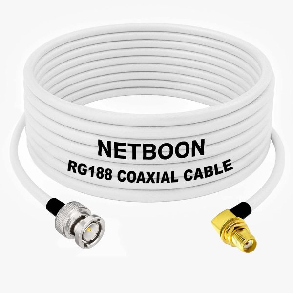 RG188 High-Precision RF Coaxial Cable BNC Male to SMA Female Right Angle Low-Loss, Shielded Cable for Test, IoT & Communication Systems
