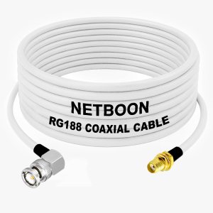 RG188 Precision RF Coax Cable BNC Male Right Angle to SMA Female Connector Low-Loss High-Frequency Cable for Lab, IoT & Communication Systems