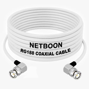 RG188 Premium RF Coaxial Cable BNC Male Right Angle to BNC Male Right Angle Low-Loss High-Frequency Cable for Test, CCTV & Communication Systems