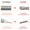 RG188 RF Coaxial Cable BNC Male Right Angle to BNC Female Connector Low-Loss High-Frequency Cable for CCTV, Test Labs & Communication Systems (4) RG188 RF Coaxial Cable | BNC Male Right Angle to BNC Female Connector | Low-Loss High-Frequency Cable for CCTV, Test Labs & Communication Systems