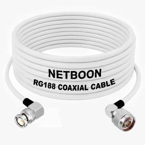 RG188 RF Coaxial Cable BNC Male Right Angle to N Male Right Angle Connector Low-Loss Shielded Cable for Tight-Space RF, Lab & Telecom Systems