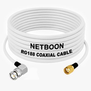 RG188 RF Coaxial Cable BNC Male Right Angle to SMA Male Connector Low-Loss High-Frequency Cable for Test, IoT, SDR & Communication Systems