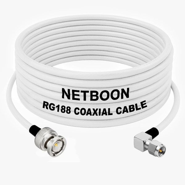 RG188 RF Coaxial Cable BNC Male to SMA Male Right Angle Connector Low-Loss High-Frequency Cable for Lab, IoT & Communication Equipment