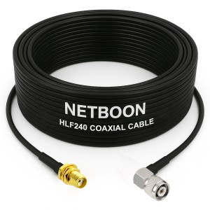 HLF240 Advanced Low Loss RF Cable | SMA Female to TNC Male Right-Angle Connector | 6GHz Coaxial Cable for Compact RF Installations