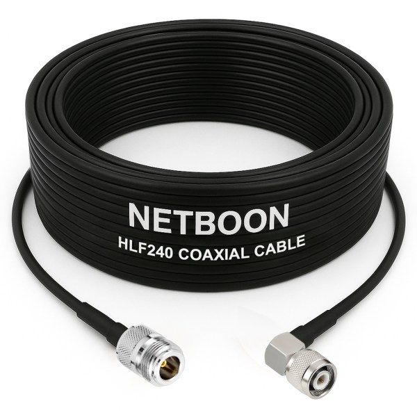 HLF240 Compact Low-Loss RF Cable N Female to TNC Male Right-Angle Connector 6GHz Coax for SDR, IoT & Industrial Wireless Systems (1) HLF240 Compact Low-Loss RF Cable | N Female to TNC Male Right-Angle Connector | 6GHz Coax for SDR, IoT & Industrial Wireless Systems