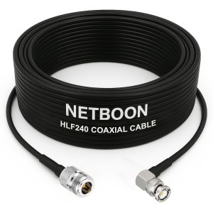 HLF240 Compact RF Cable | N Female to BNC Male Right-Angle Connector | 6GHz Low-Loss Coax for SDR, IoT & Industrial Wireless Systems