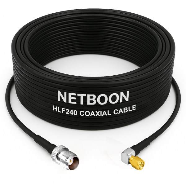 HLF240 Compact RF Cable TNC Female to SMA Male Right-Angle Connector 6GHz Low-Loss Coax for Industrial & SDR Applications (1) HLF240 Compact RF Cable | TNC Female to SMA Male Right-Angle Connector | 6GHz Low-Loss Coax for Industrial & SDR Applications