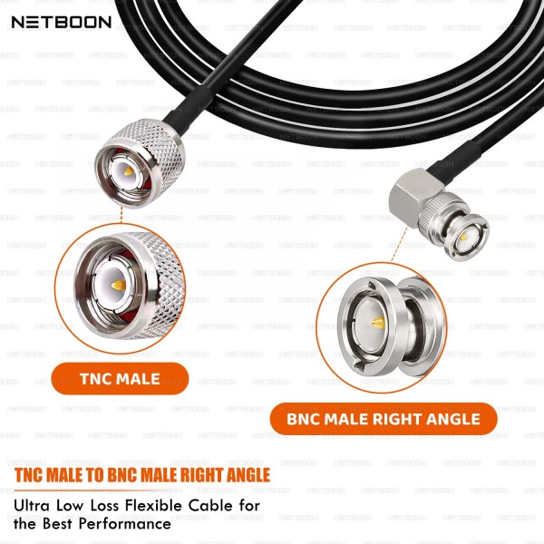 HLF240 High-Performance Low Loss RF Cable | TNC Male to BNC Male Right Angle Connector | 6GHz Coaxial Cable for SDR, IoT & Industrial Systems