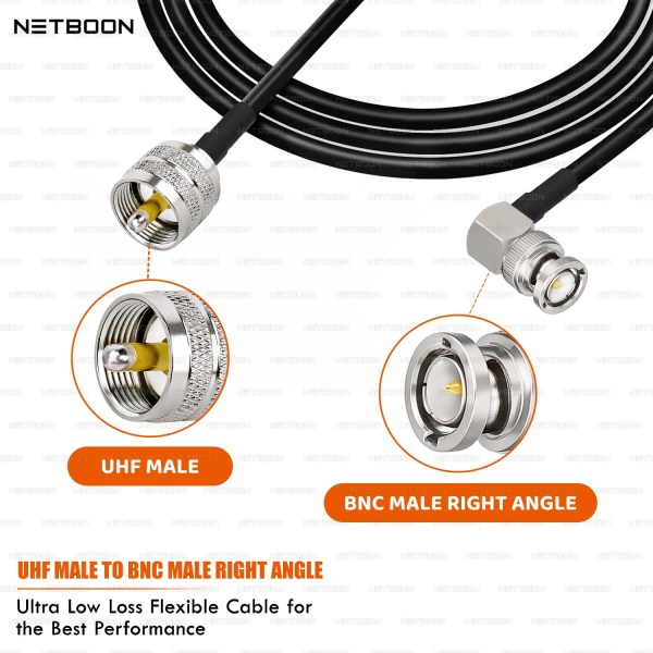 HLF240 High-Performance Low Loss RF Cable UHF Male to BNC Male Right Angle Connector 6GHz Coax for SDR, IoT, Antennas & Industrial RF (2) HLF240 High-Performance Low Loss RF Cable | UHF Male to BNC Male Right Angle Connector | 6GHz Coax for SDR, IoT, Antennas & Industrial RF