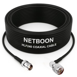 HLF240 High-Performance RF Cable TNC Female to N Male Right-Angle Connector 6GHz Low-Loss Coax for Compact Wireless Systems (1) HLF240 High-Performance RF Cable | TNC Female to N Male Right-Angle Connector | 6GHz Low-Loss Coax for Compact Wireless Systems