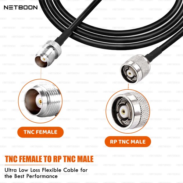 HLF240 High-Stability RF Jumper Cable | TNC Female to RP-TNC Male | 6GHz Low Loss Coax for Secure Wireless Links