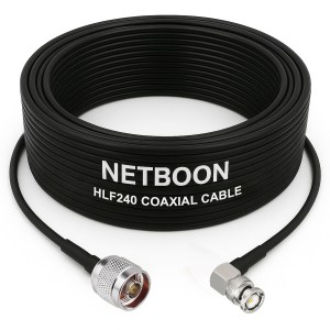 HLF240 Low Loss RF Cable N Male to BNC Male Right Angle Connector 6GHz Coax for SDR, CCTV, Antennas, IoT & Industrial RF Systems (1) HLF240 Low Loss RF Cable | N Male to BNC Male Right Angle Connector | 6GHz Coax for SDR, CCTV, Antennas, IoT & Industrial RF Systems