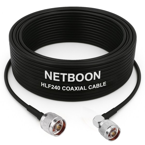 HLF240 Low Loss RF Cable N Male to N Male Right Angle Connector 6GHz Coax for Antennas, SDR, Telecom & Industrial RF Systems (1) HLF240 Low Loss RF Cable | N Male to N Male Right Angle Connector | 6GHz Coax for Antennas, SDR, Telecom & Industrial RF Systems