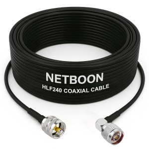 HLF240 Low Loss RF Cable UHF Male to N Male Right Angle Connector 6GHz Coax for SDR, IoT, Antennas & Industrial Wireless Applications (1) HLF240 Low Loss RF Cable | UHF Male to N Male Right Angle Connector | 6GHz Coax for SDR, IoT, Antennas & Industrial Wireless Applications