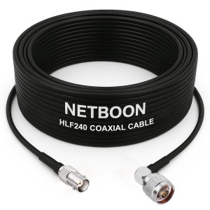 HLF240 Low Loss RF Cable with BNC Female to N Male Right-Angle Connector | 6GHz High-Performance Coax for SDR, IoT & Industrial Use