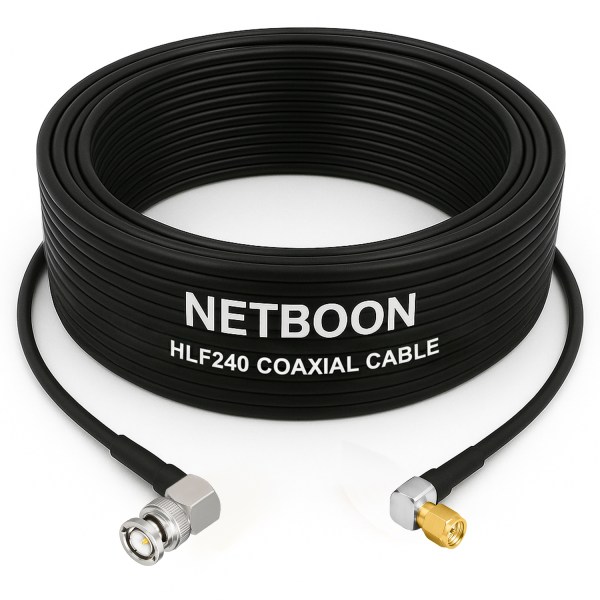 HLF240 Low Loss RF Cable with BNC Male Right-Angle to SMA Male Right-Angle Connector 6GHz High-Performance Coax for SDR & IoT (1) HLF240 Low Loss RF Cable with BNC Male Right-Angle to SMA Male Right-Angle Connector | 6GHz High-Performance Coax for SDR & IoT