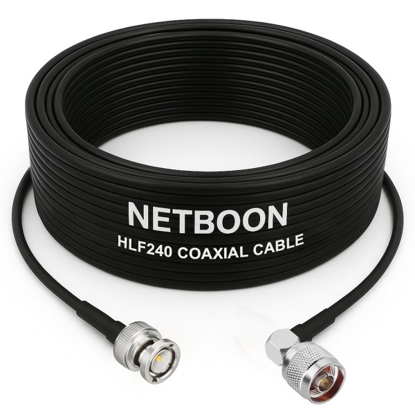 HLF240 Low Loss RF Cable with BNC Male to N Male Right-Angle Connector | 6GHz High-Shield Coax for Industrial, SDR & IoT Use