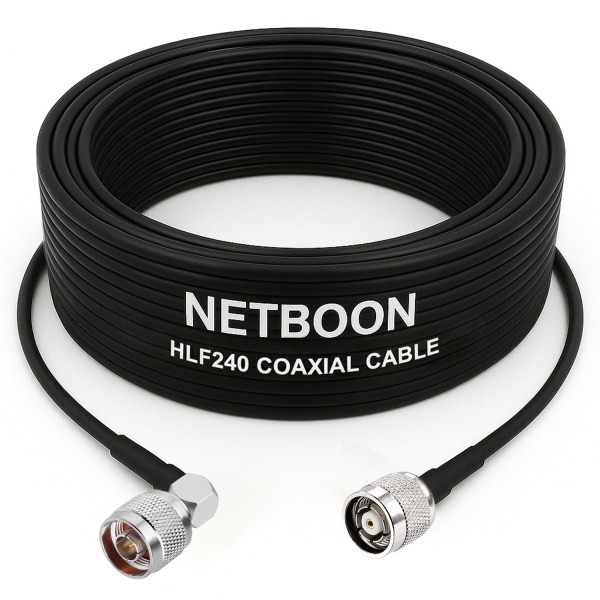 HLF240 Low Loss RF Cable with N Male Right-Angle to RP TNC Male Connector 6GHz High-Stability Coax for Industrial & SDR Systems (1) HLF240 Low Loss RF Cable with N Male Right-Angle to RP TNC Male Connector | 6GHz High-Stability Coax for Industrial & SDR Systems