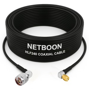 HLF240 Low Loss RF Cable with N Male Right-Angle to SMA Male Right-Angle Connector | 6GHz Compact Coax for SDR, IoT & Industrial RF