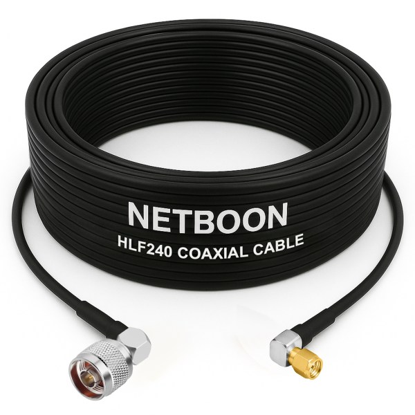 HLF240 Low Loss RF Cable with N Male Right-Angle to SMA Male Right-Angle Connector | 6GHz Compact Coax for SDR, IoT & Industrial RF