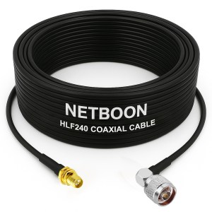 HLF240 Low Loss RF Cable with RP SMA Female to N Male Right-Angle Connector | 6GHz High-Shielded Coax for SDR, IoT & Industrial Use