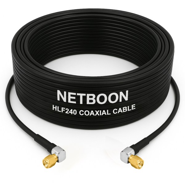 HLF240 Low Loss RF Cable with SMA Male Right Angle to SMA Male Right Angle Connectors | 6GHz Compact Coax for SDR, IoT & Industrial RF Systems