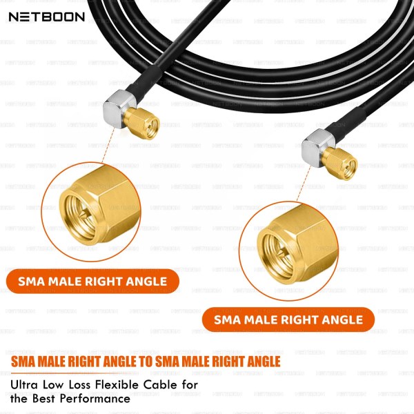 HLF240 Low Loss RF Cable with SMA Male Right Angle to SMA Male Right Angle Connectors | 6GHz Compact Coax for SDR, IoT & Industrial RF Systems